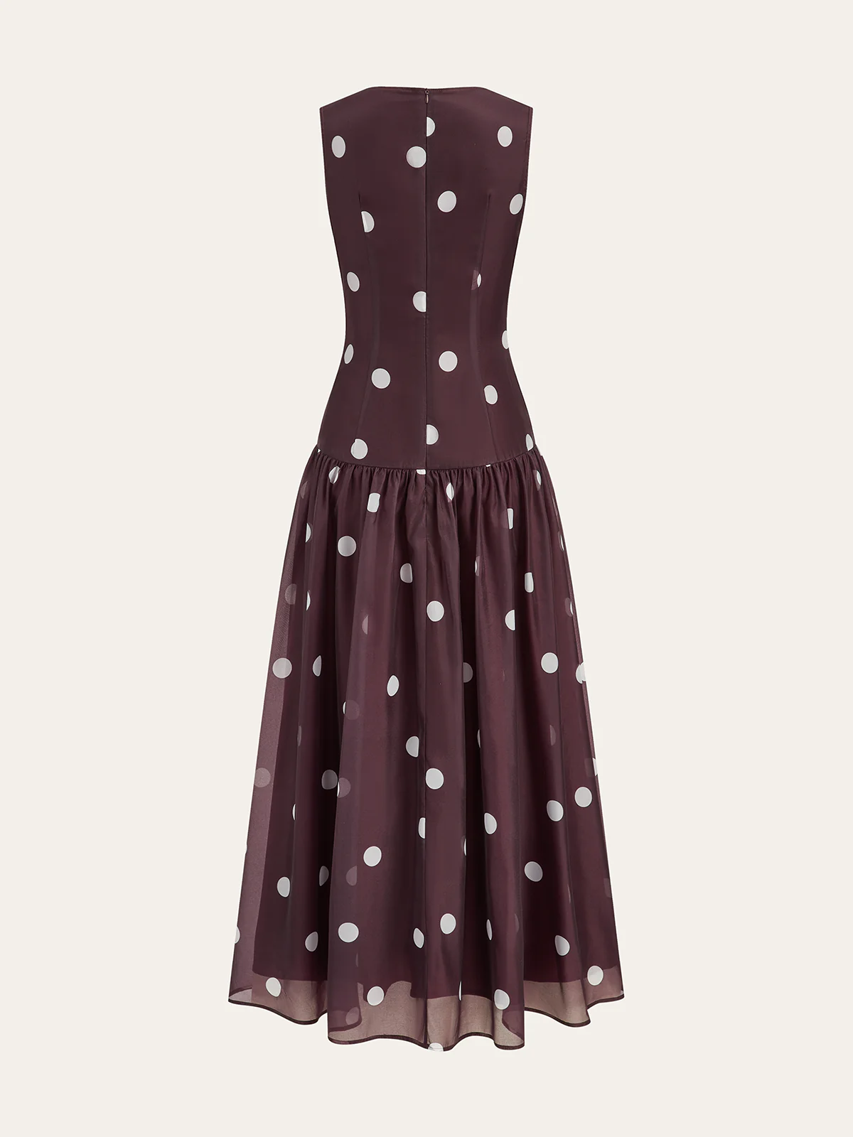 Polka Dot Sleeveless Chiffon Maxi Dress - Wholesalesil
