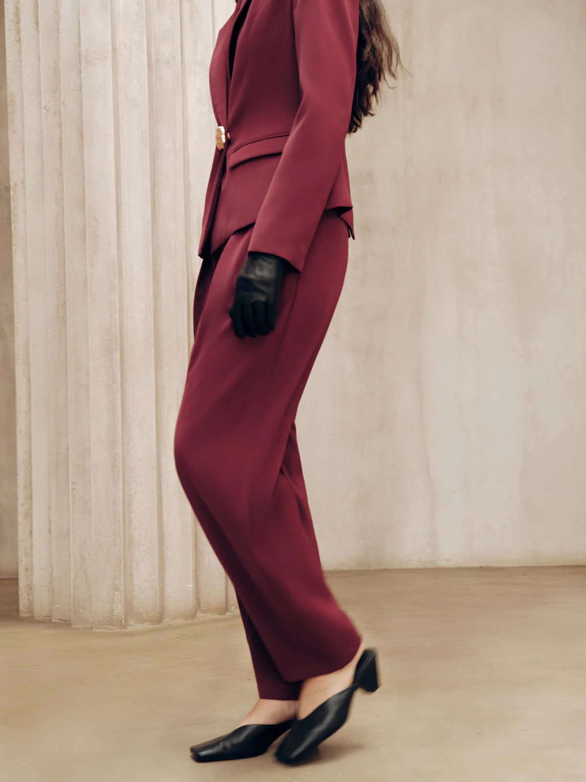 Mid-Waist Pleated Wide-Leg Pants - Wholesalesil