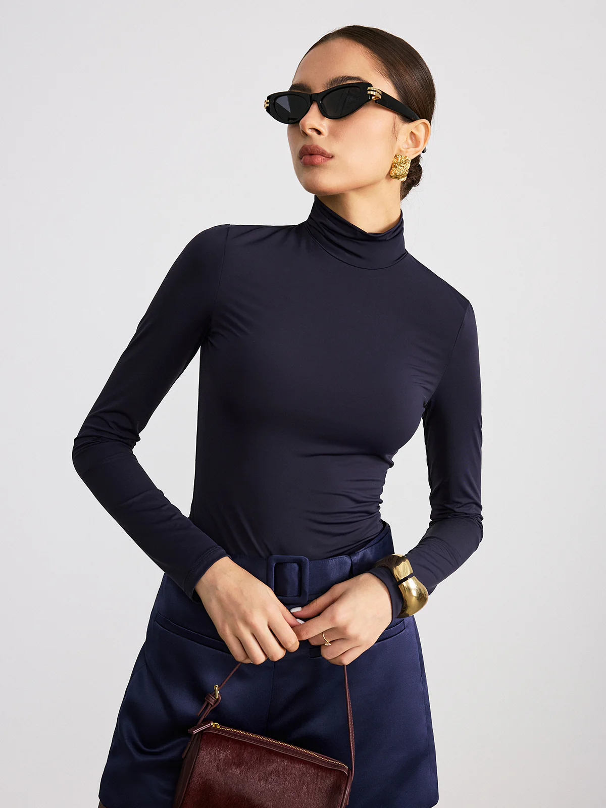 Turtleneck Slim Fit Long Sleeve T-Shirt - Wholesalesil