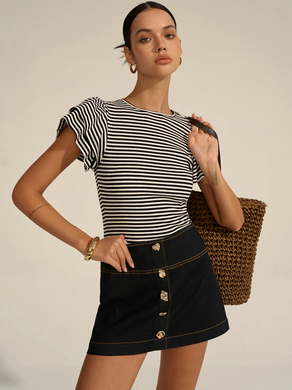 Striped Ribbed Top - Wholesalesil