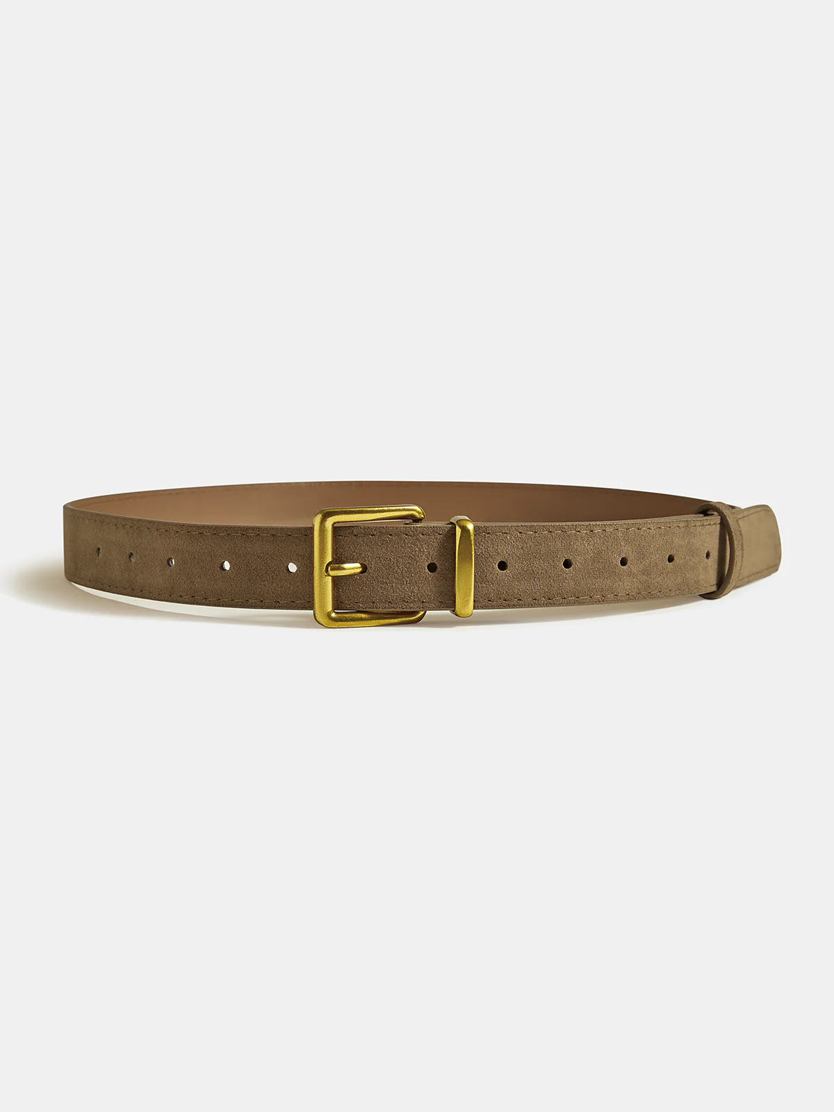 Golden Buckle Suede Belt - Wholesalesil