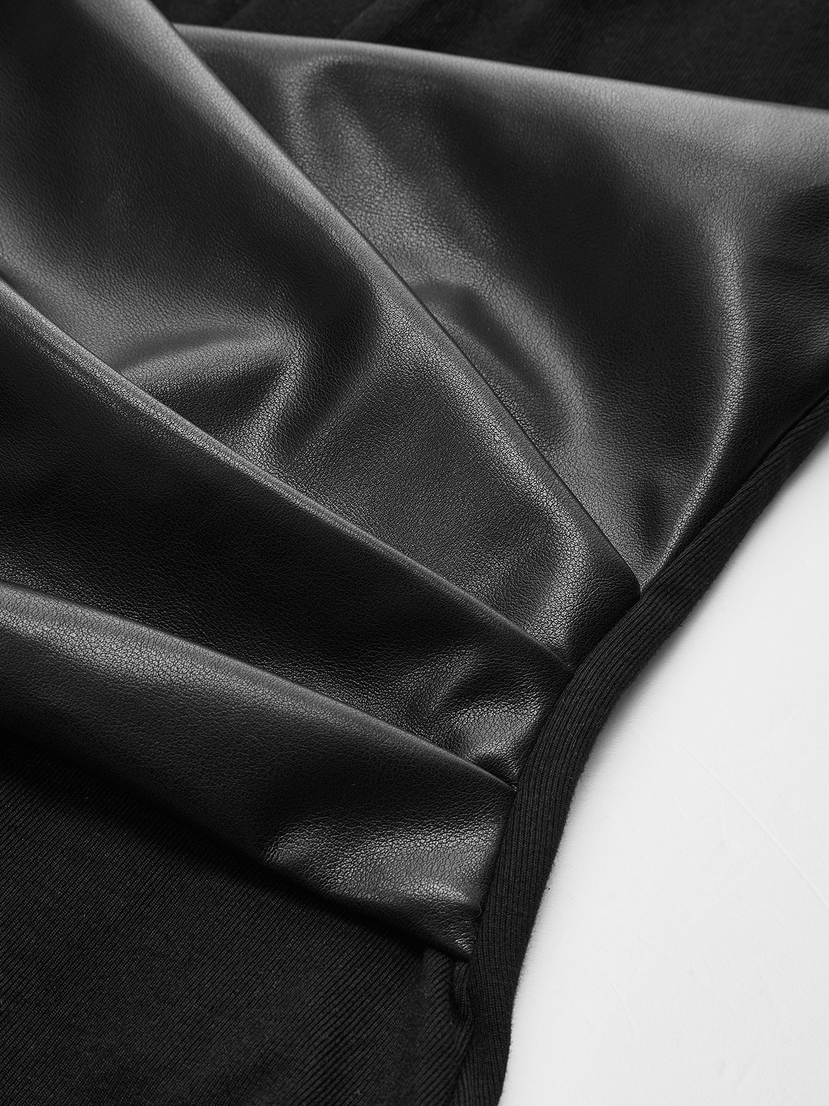 Faux Leather Wrap Waist V-Neck Bodysuit - Wholesalesil