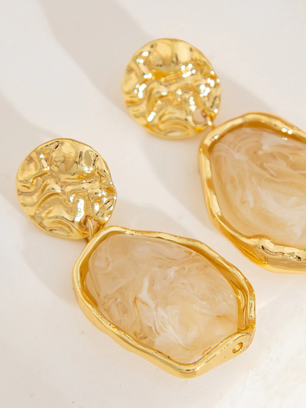 Golden Irregular Stone Earrings - Wholesalesil