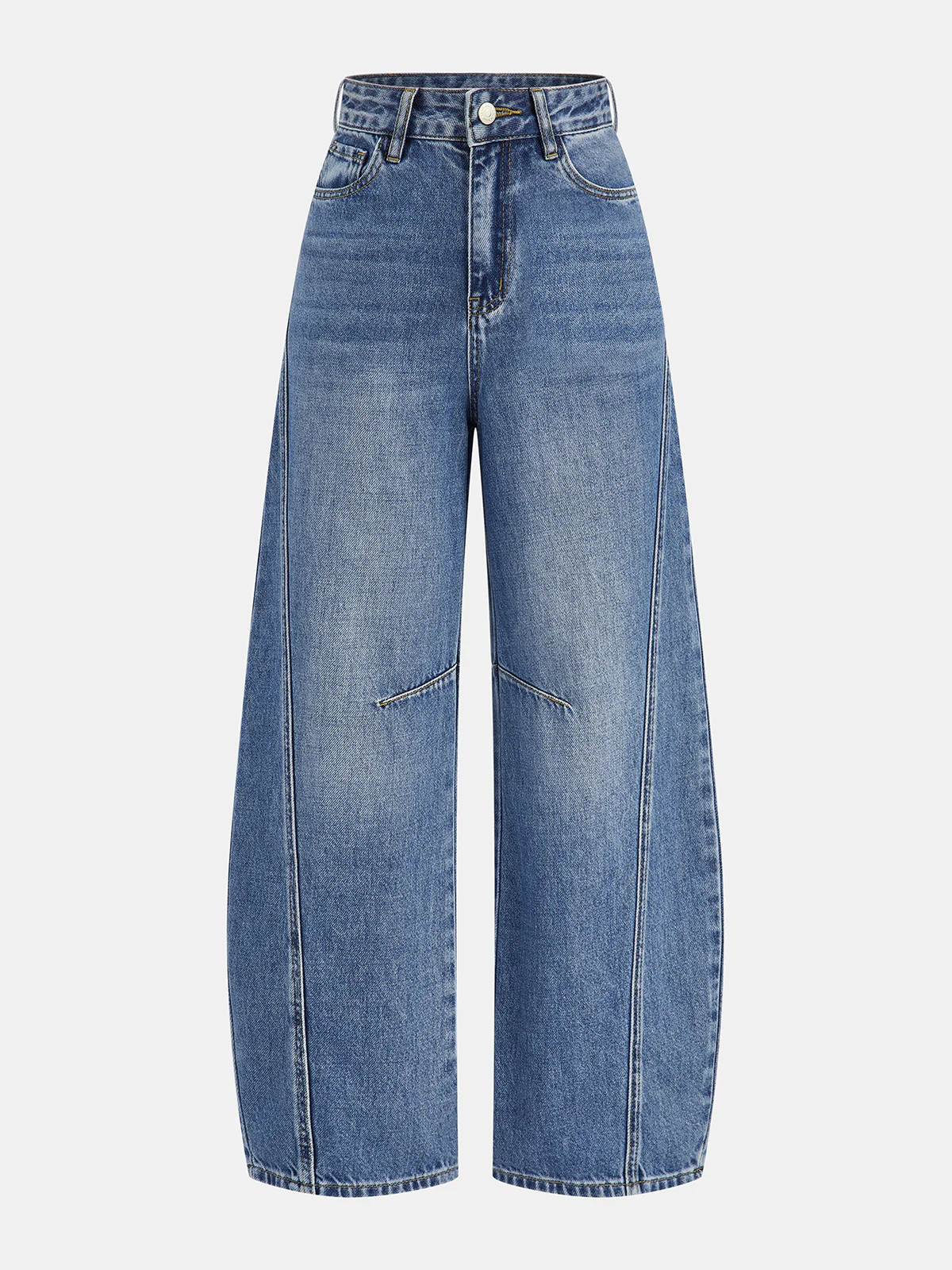 Denim Curved-Leg Jeans - Wholesalesil