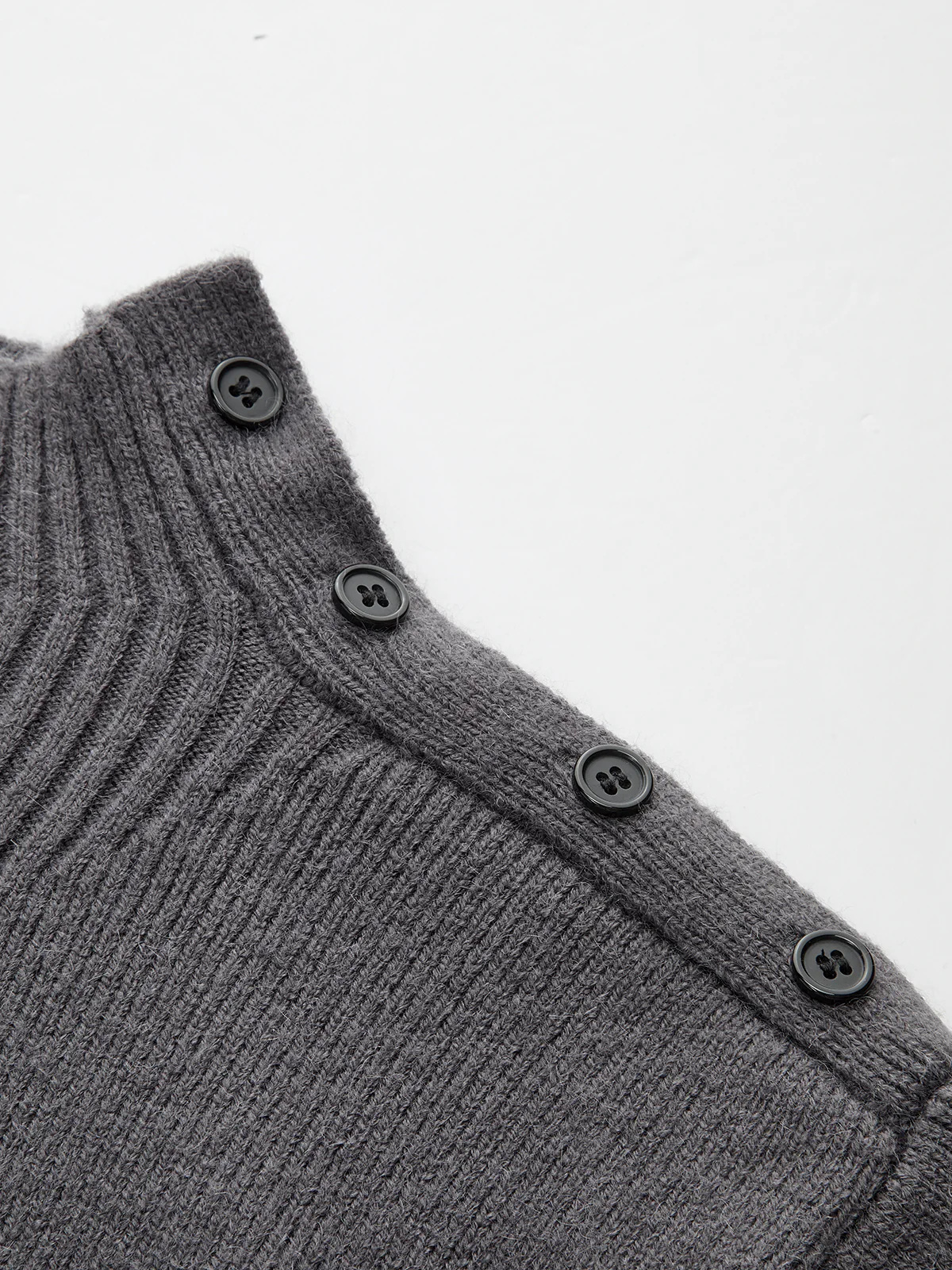 Leg-Of-Mutton Sleeve Button Detail Sweater - Wholesalesil