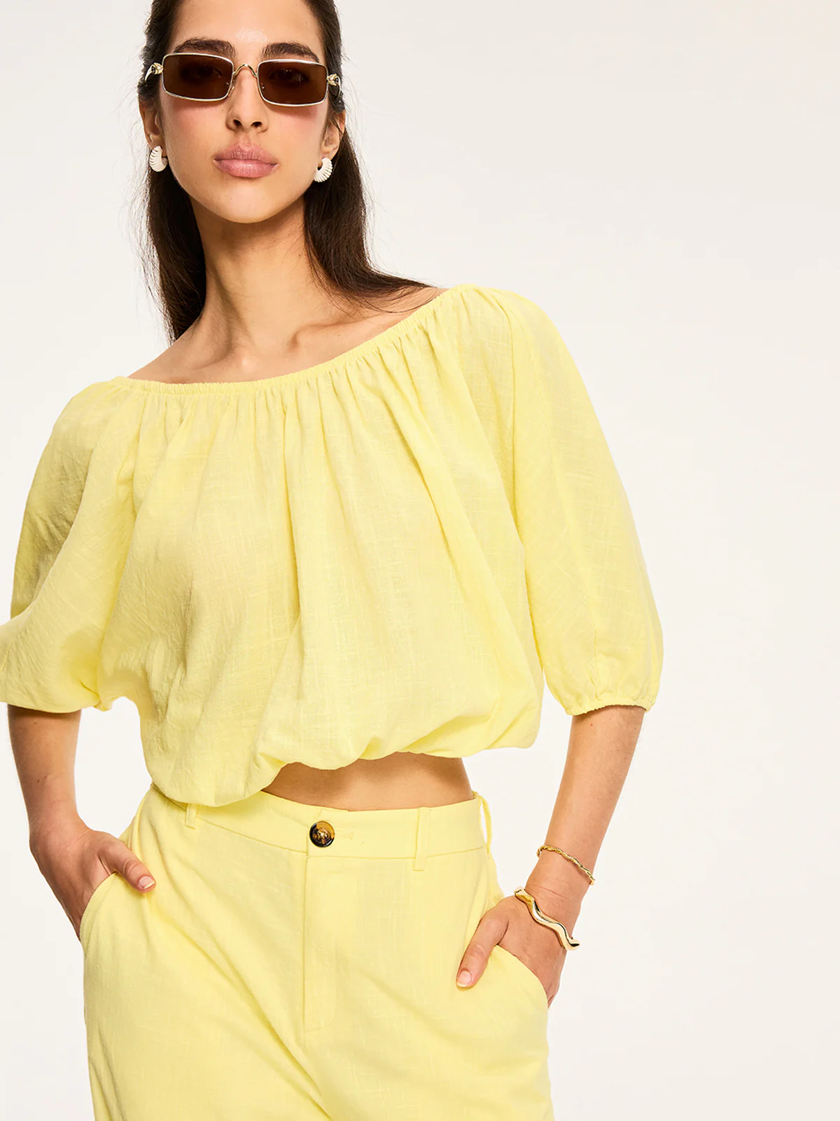 Puff-Sleeve Back-Tie Blouse - Wholesalesil