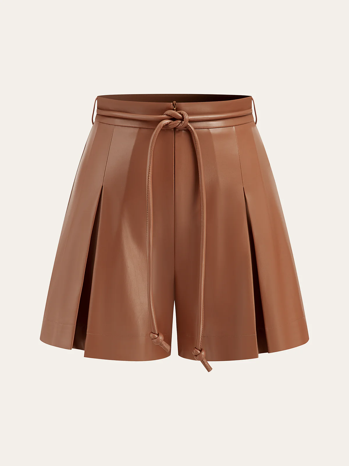 Pleated Fuax Leather Shorts - Wholesalesil