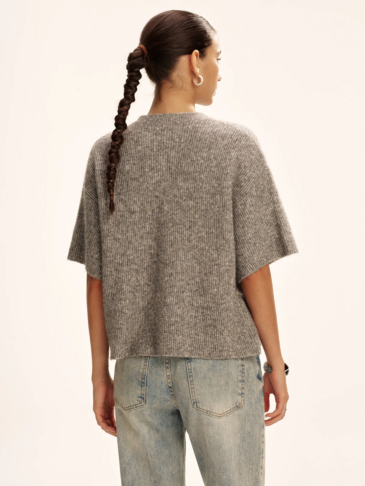 Wool-Blend Short-Sleeved Cardigan - Wholesalesil