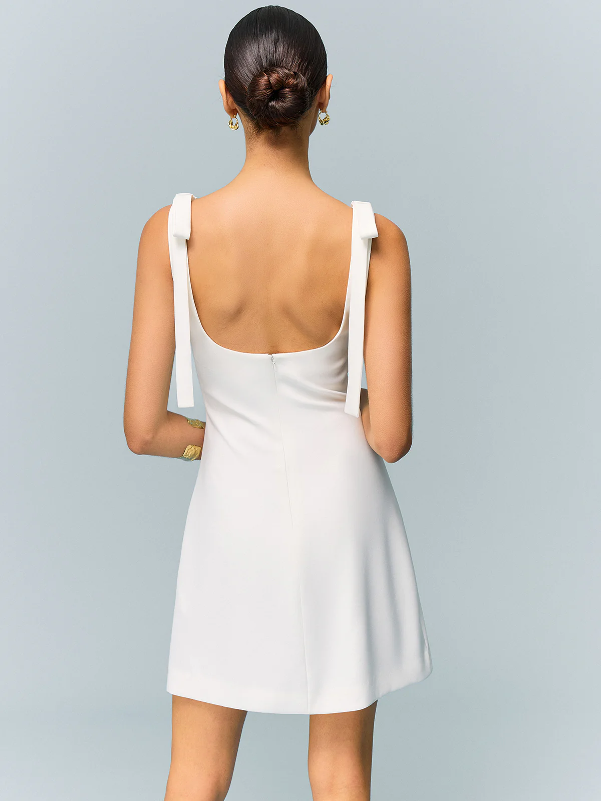 Bow-Strap Backless Mini Dress - Wholesalesil