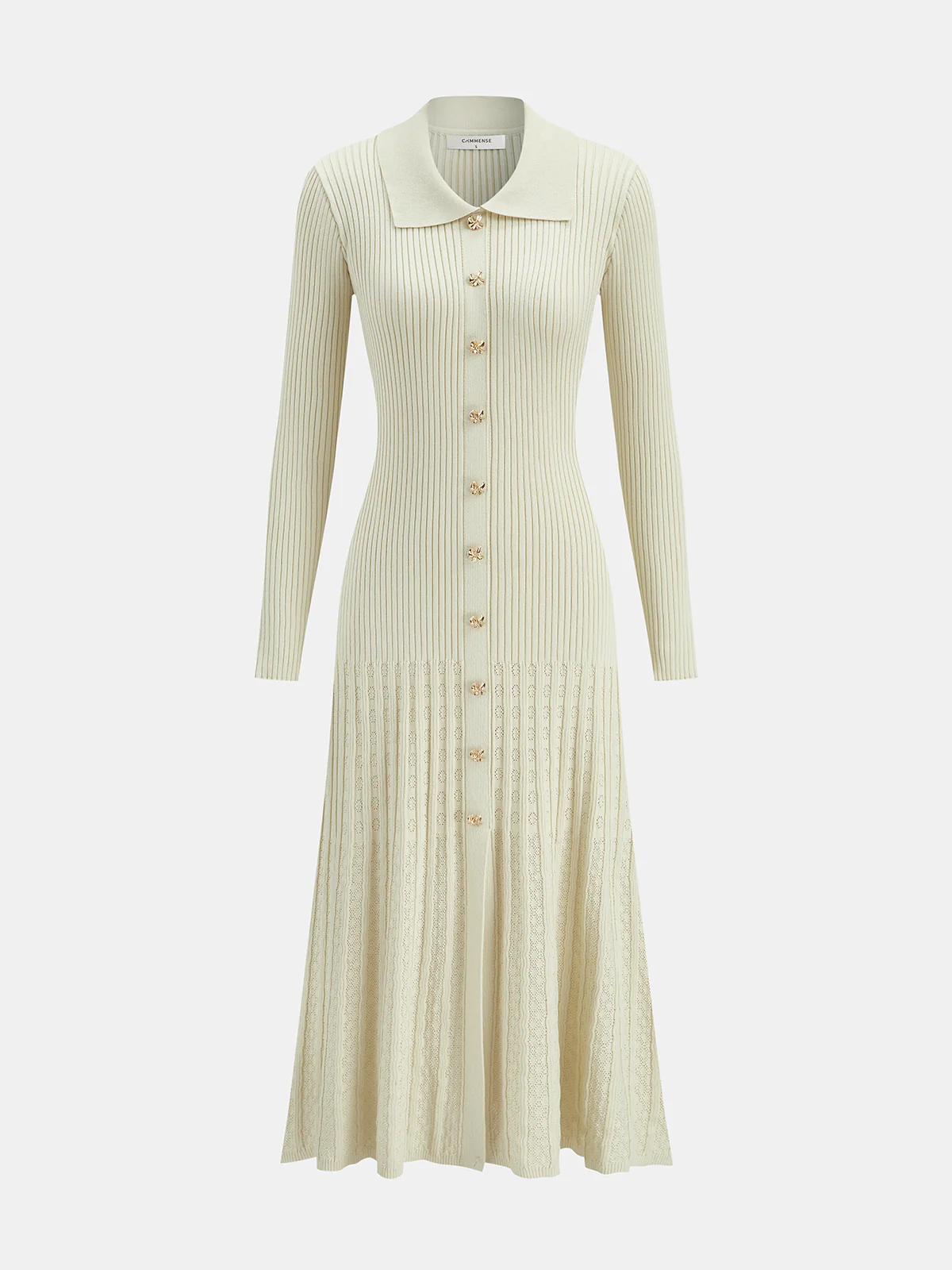 Metal Button Ribbed Knit Shirt Dress - Wholesalesil