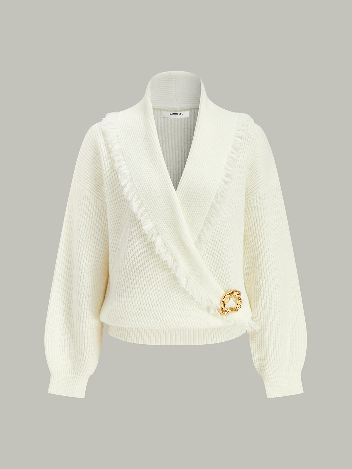 Wrap Fringe Wool Blend Sweater - Wholesalesil