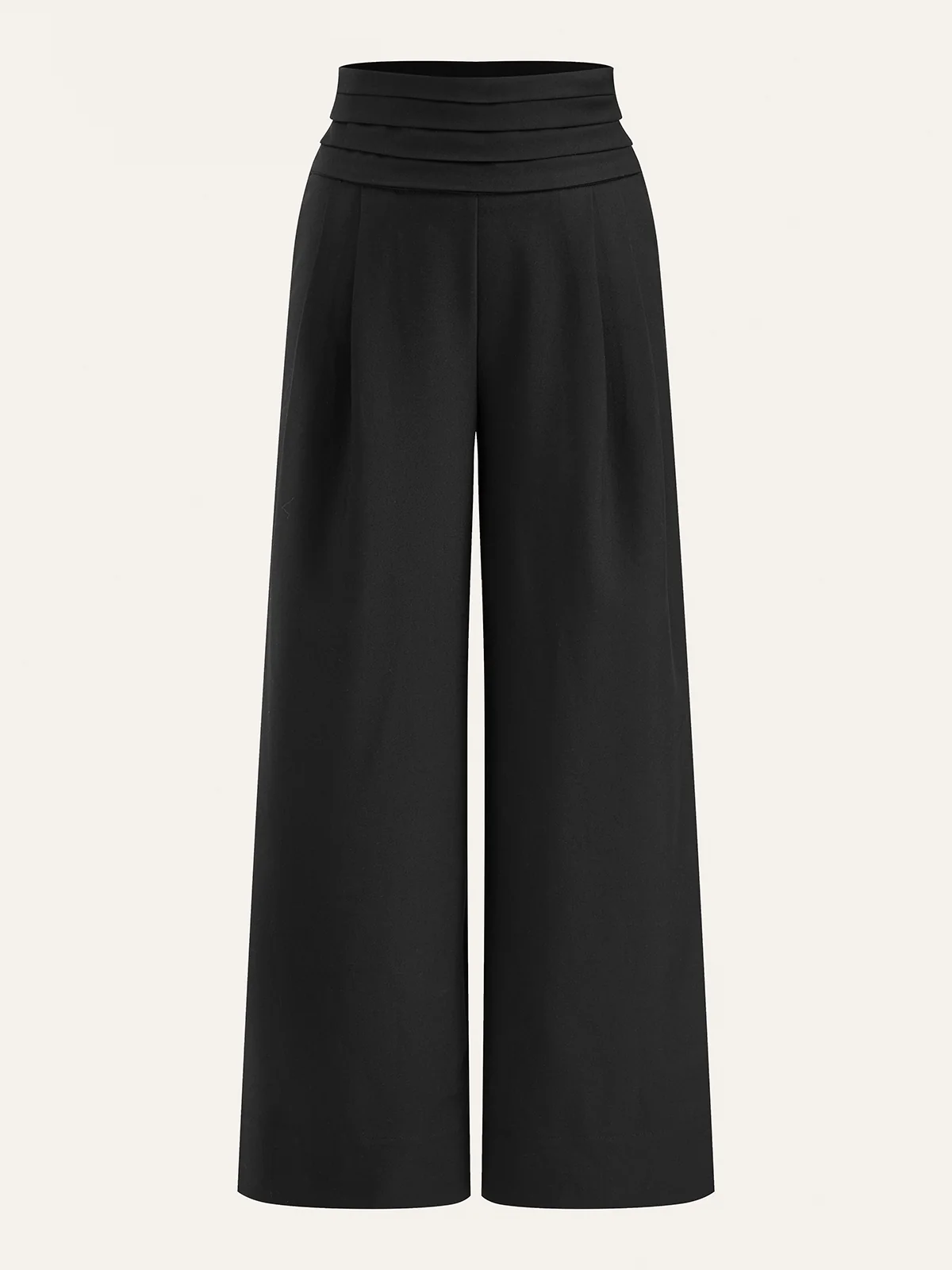 High-Waist Pleated-Waistband Wide-Leg Pants - Wholesalesil