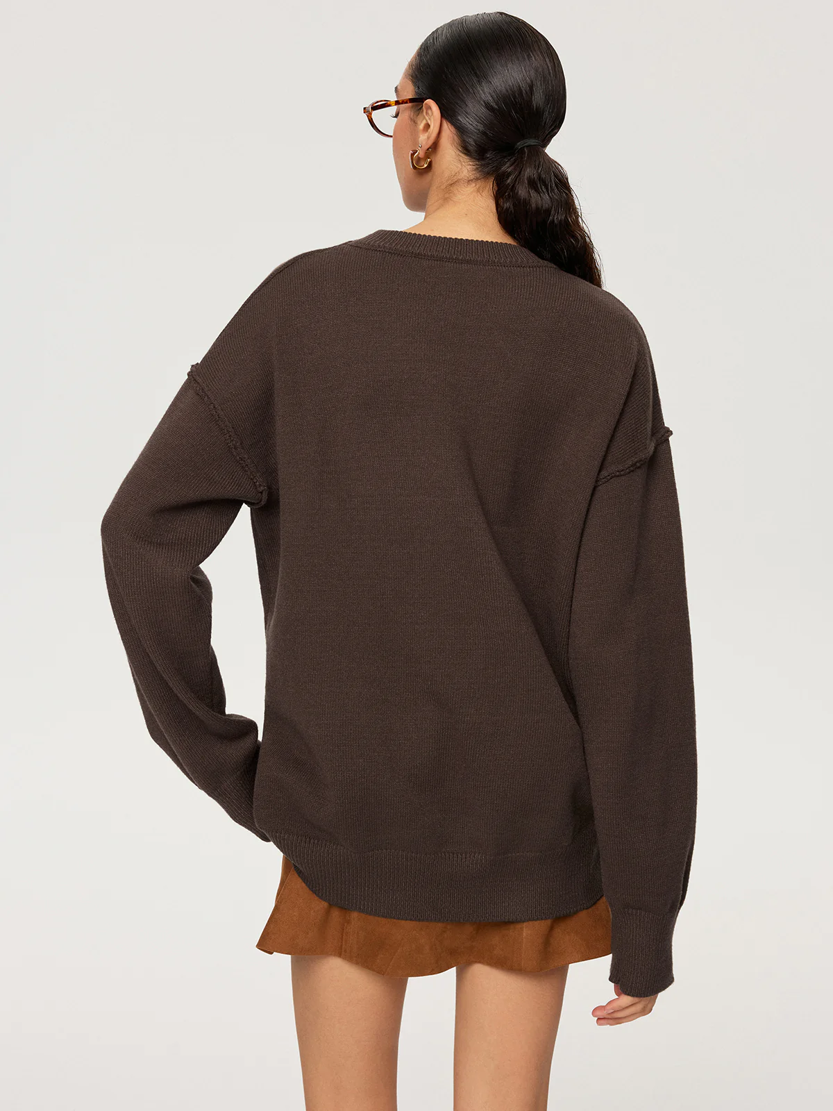 Crew Neck Oversized Knit Sweater - Wholesalesil