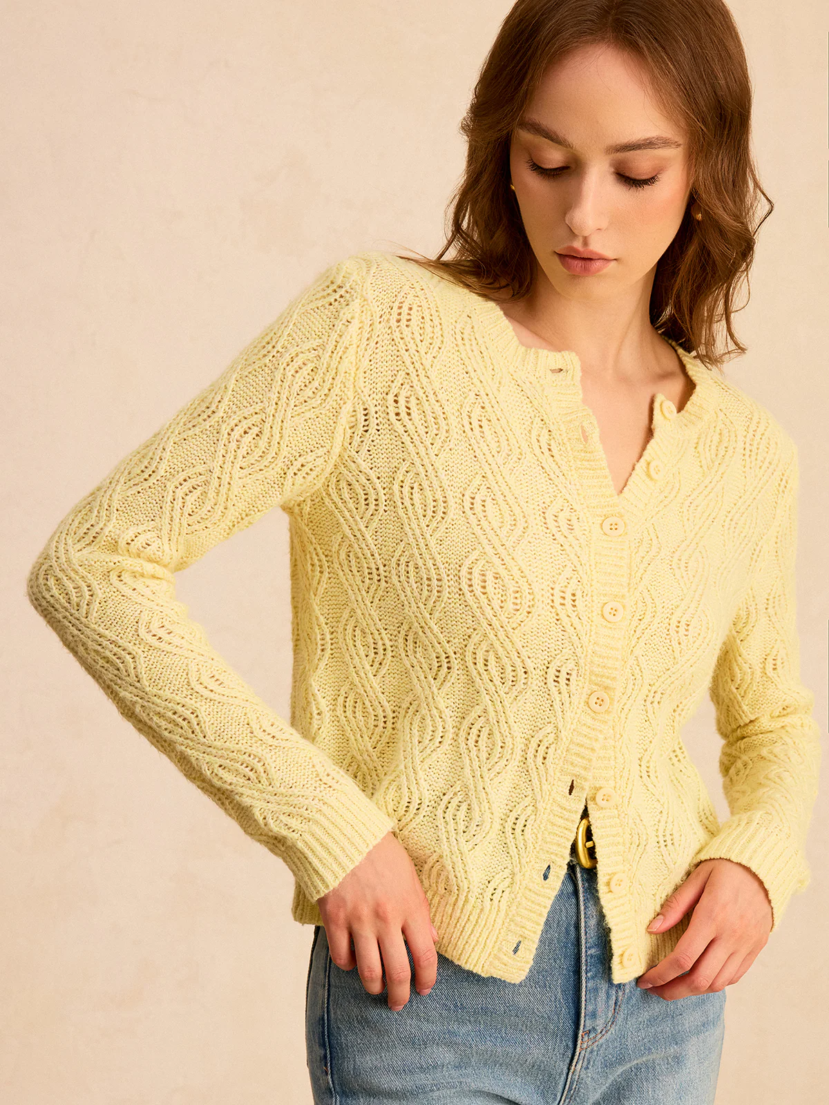 Cable-Knit Button-Front Cardigan - Wholesalesil