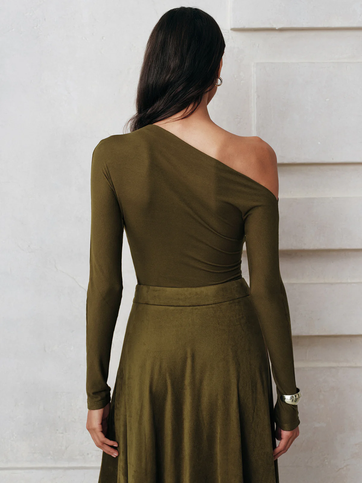 One-Shoulder Long Sleeve Blouse - Wholesalesil