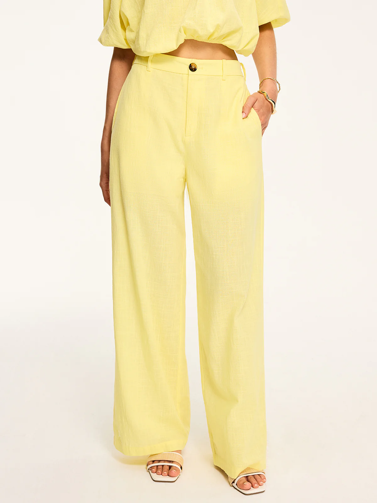 Mid-Waisted Wide-Leg Pants - Wholesalesil