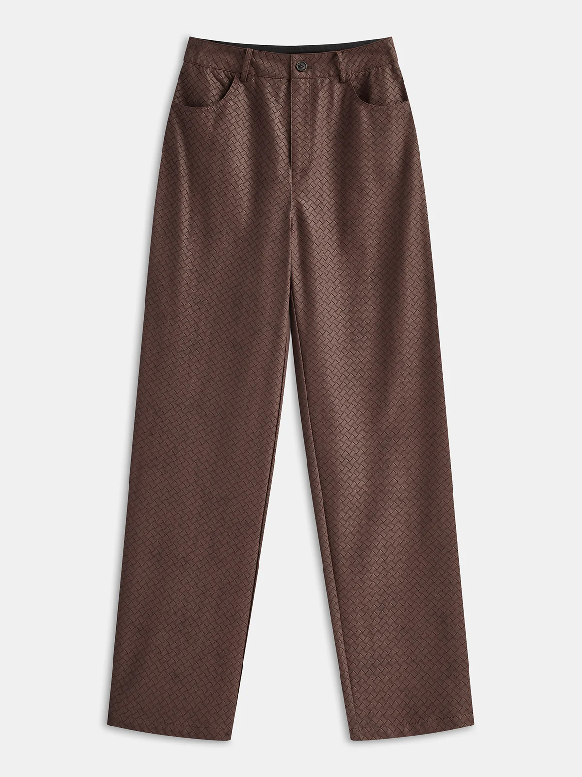 Faux Leather Woven-Patterned Pants - Wholesalesil