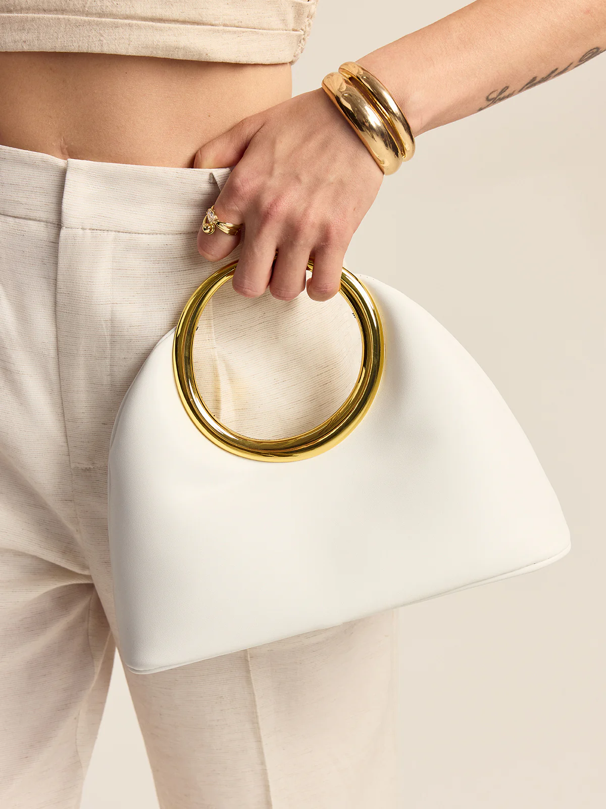 Metal Circular Handle Tote Bag - Wholesalesil
