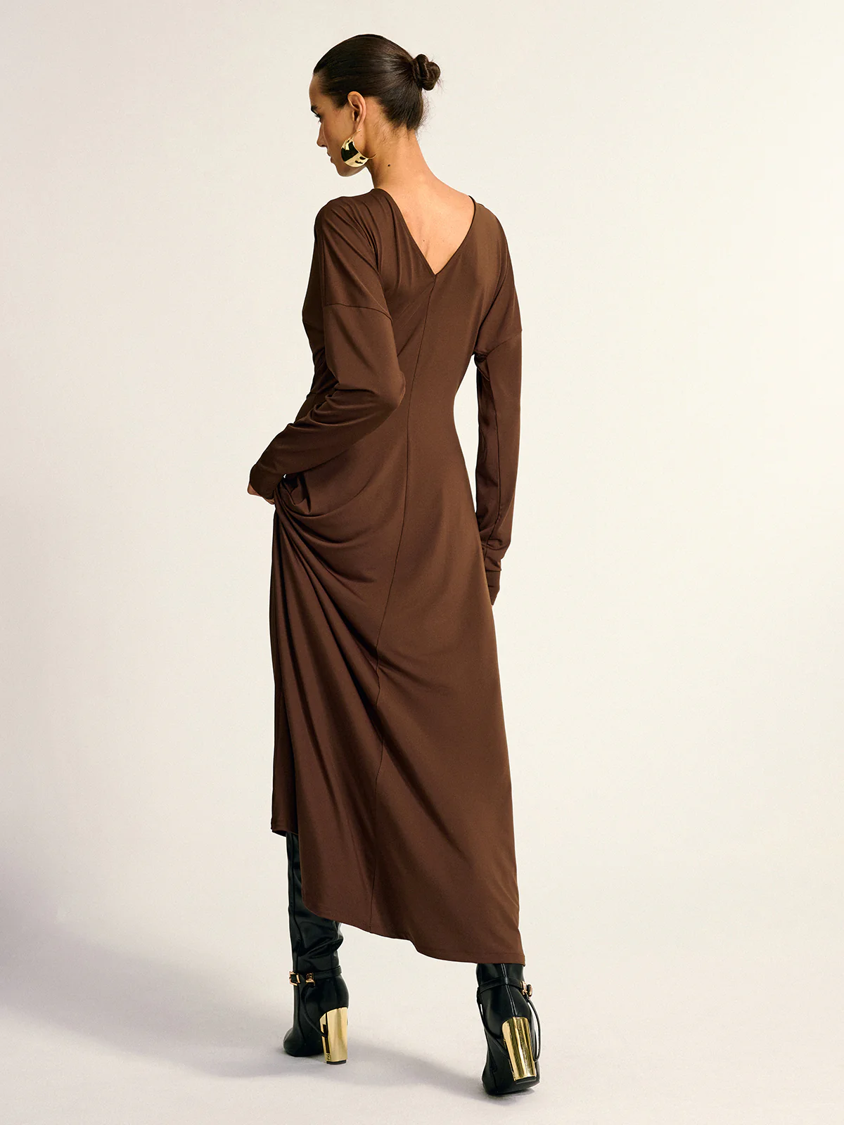 Metal Detail Draped Maxi Dress - Wholesalesil