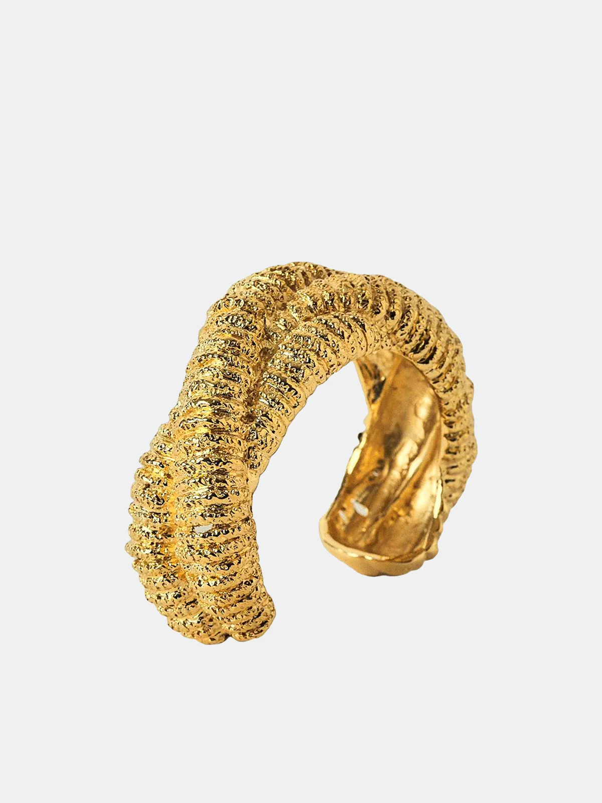 Golden Lava-Textured Exaggerated Open Bracelet - Wholesalesil