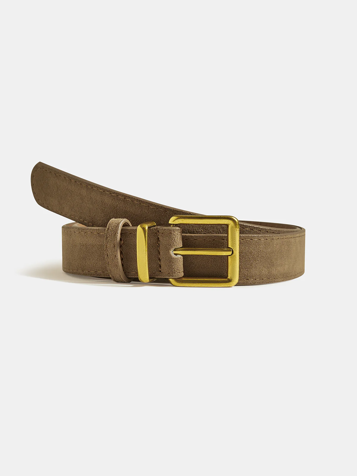 Golden Buckle Suede Belt - Wholesalesil