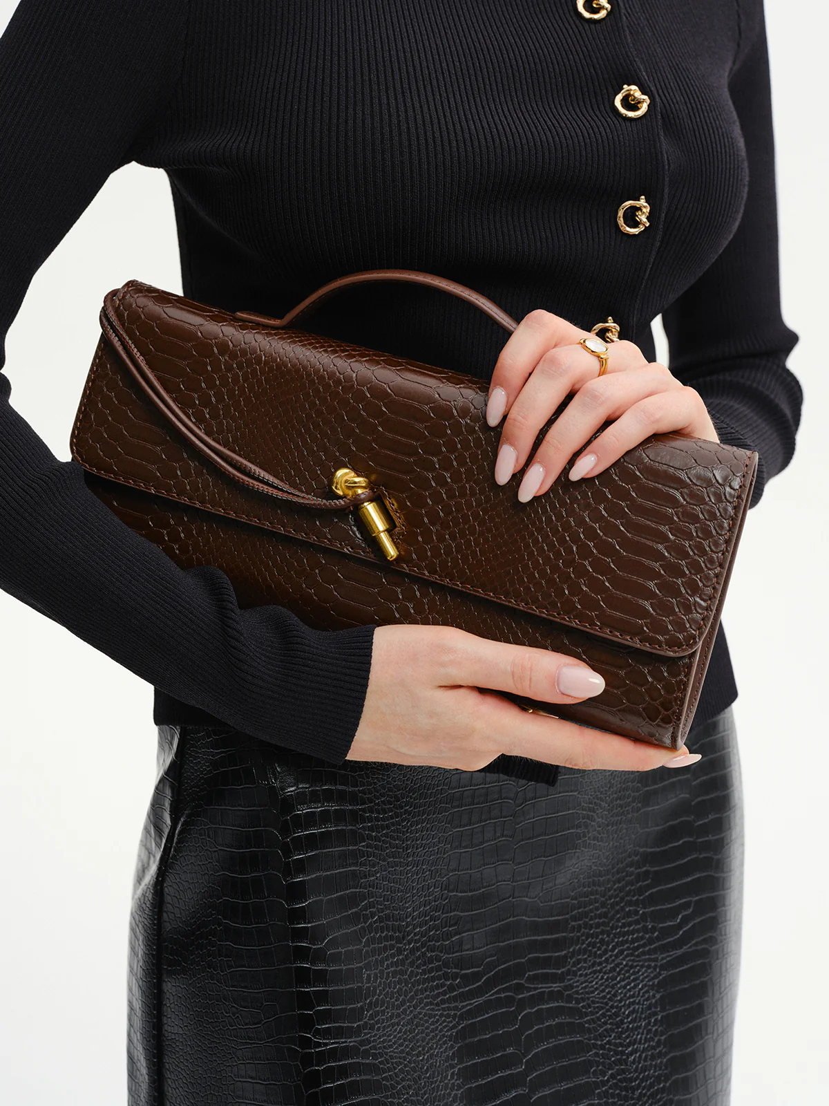 Crocodile Embossed PU Leather Bag - Wholesalesil