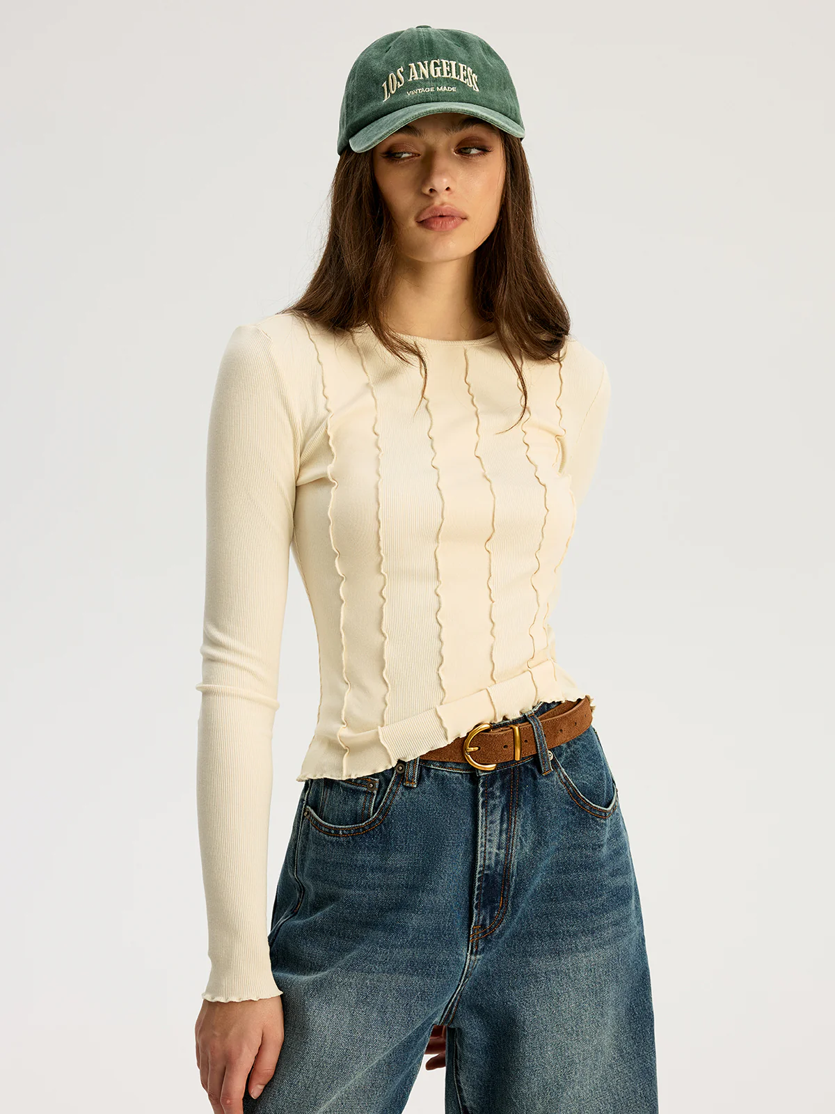 Seam Detail Ribbed Jersey Top - Wholesalesil