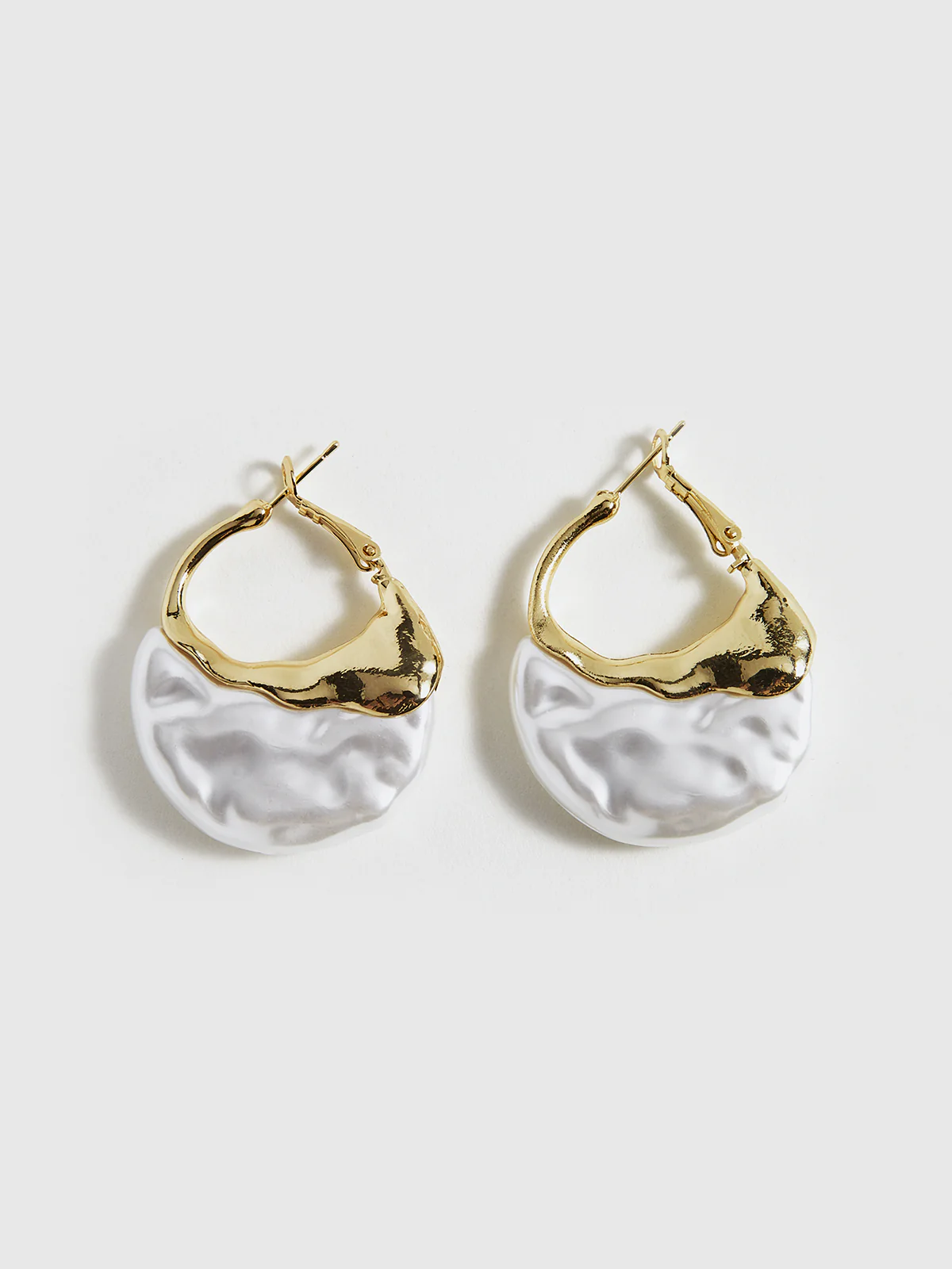 Gold-Tone Pearl-Effect Hoop Earrings - Wholesalesil