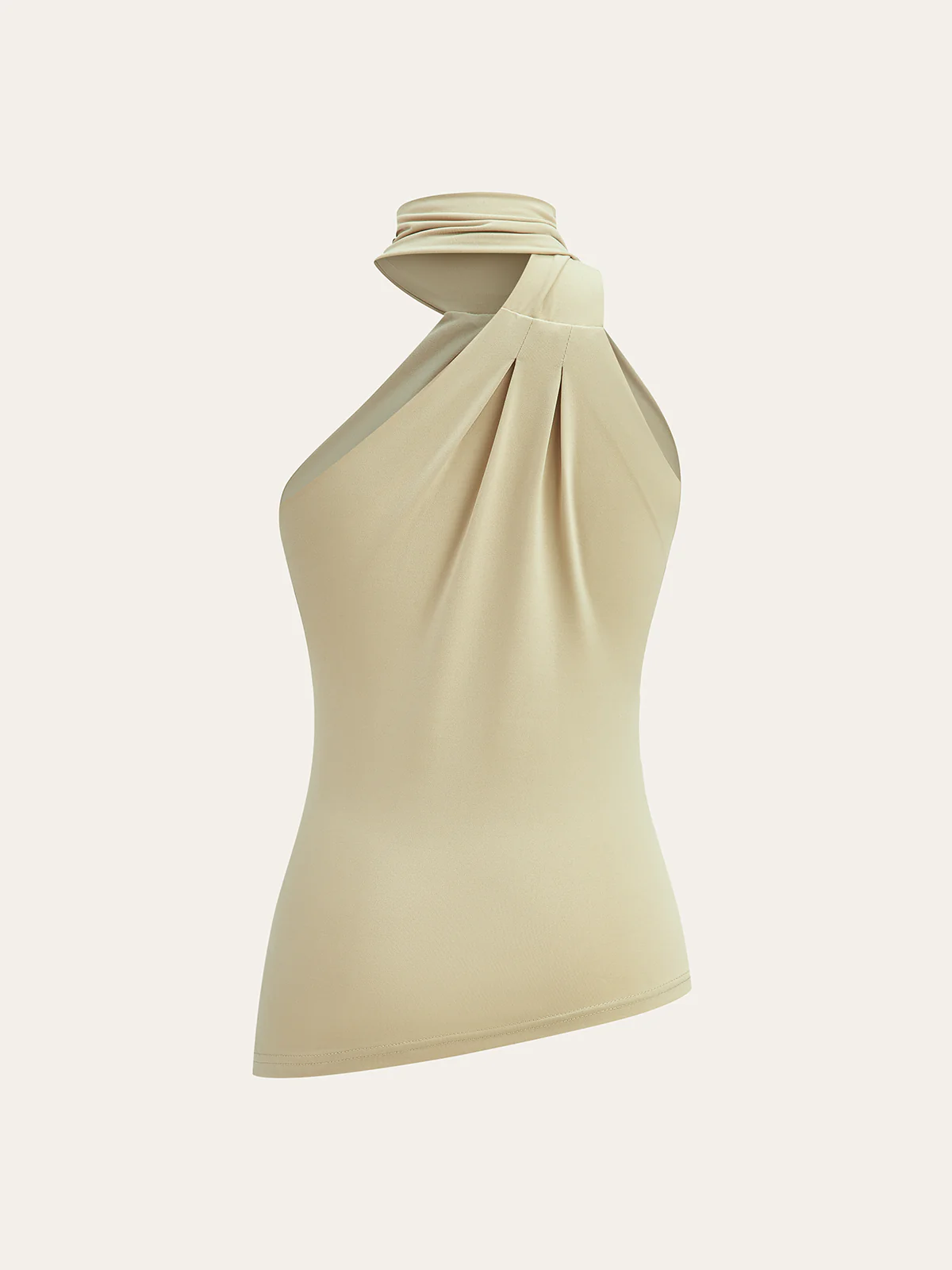 Asymmetrical Halter Neck Ruched Top - Wholesalesil