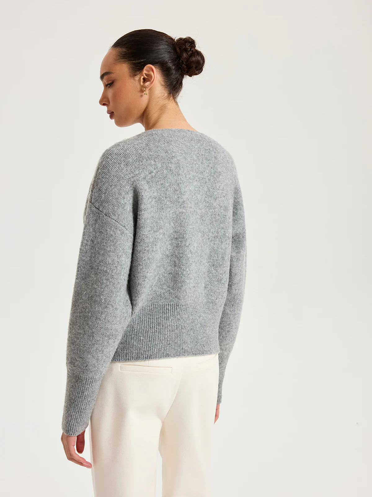 Asymmetric Metal Button Wool-Blend Cardigan - Wholesalesil
