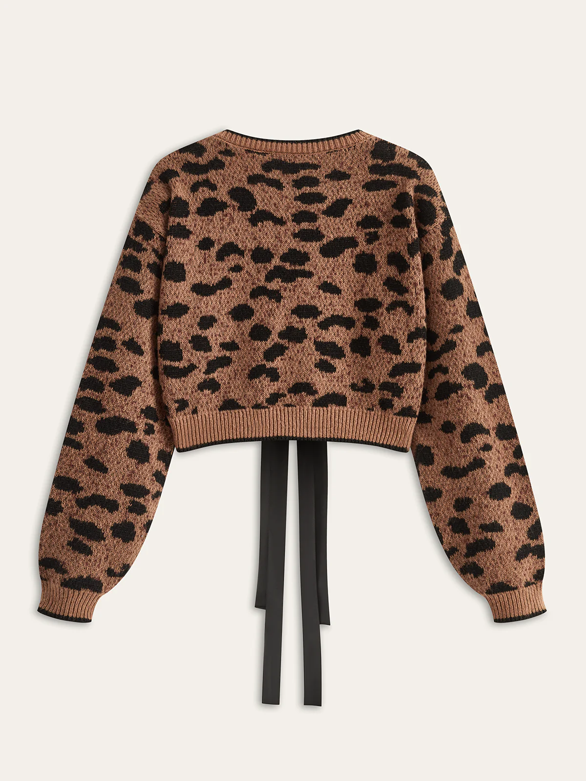Leopard Print Bow Tie Cardigan - Wholesalesil