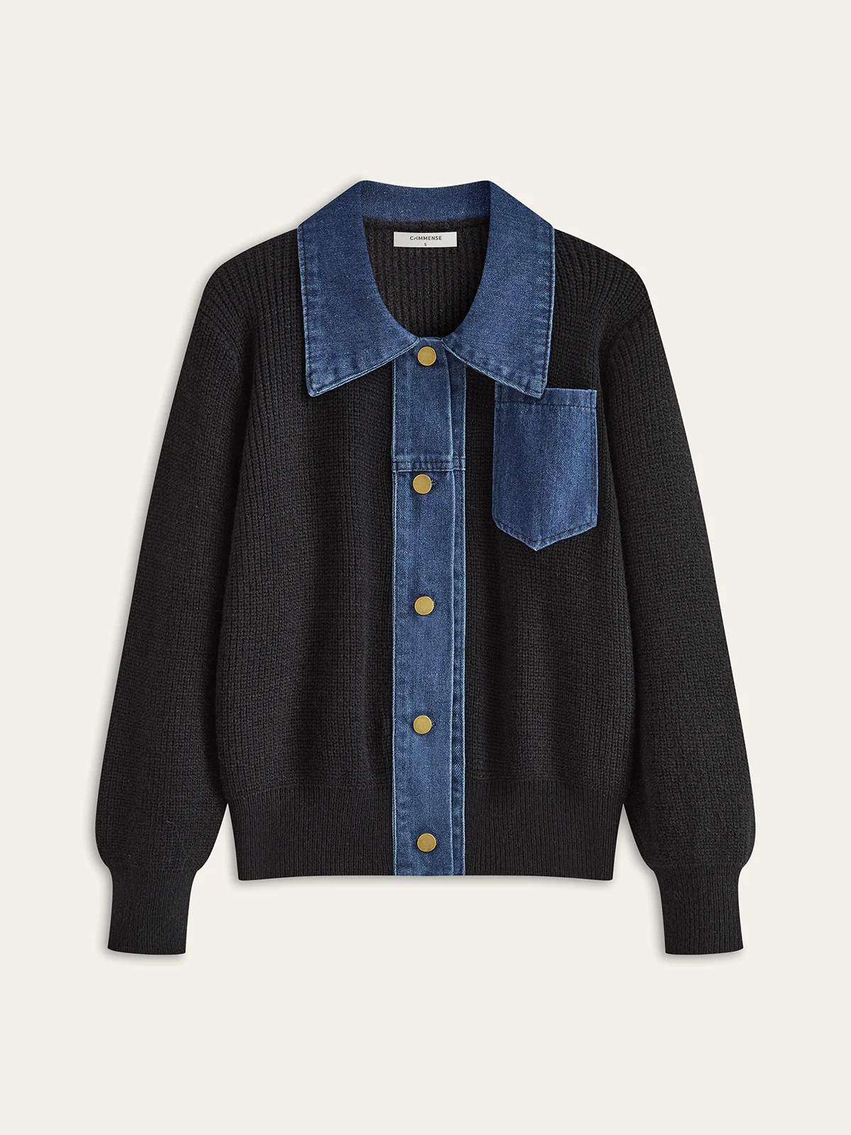 Denim Panel Knit Cardigan - Wholesalesil