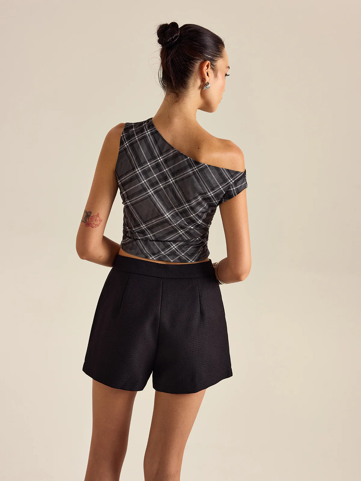 Asymmetrical Plaid Top - Wholesalesil