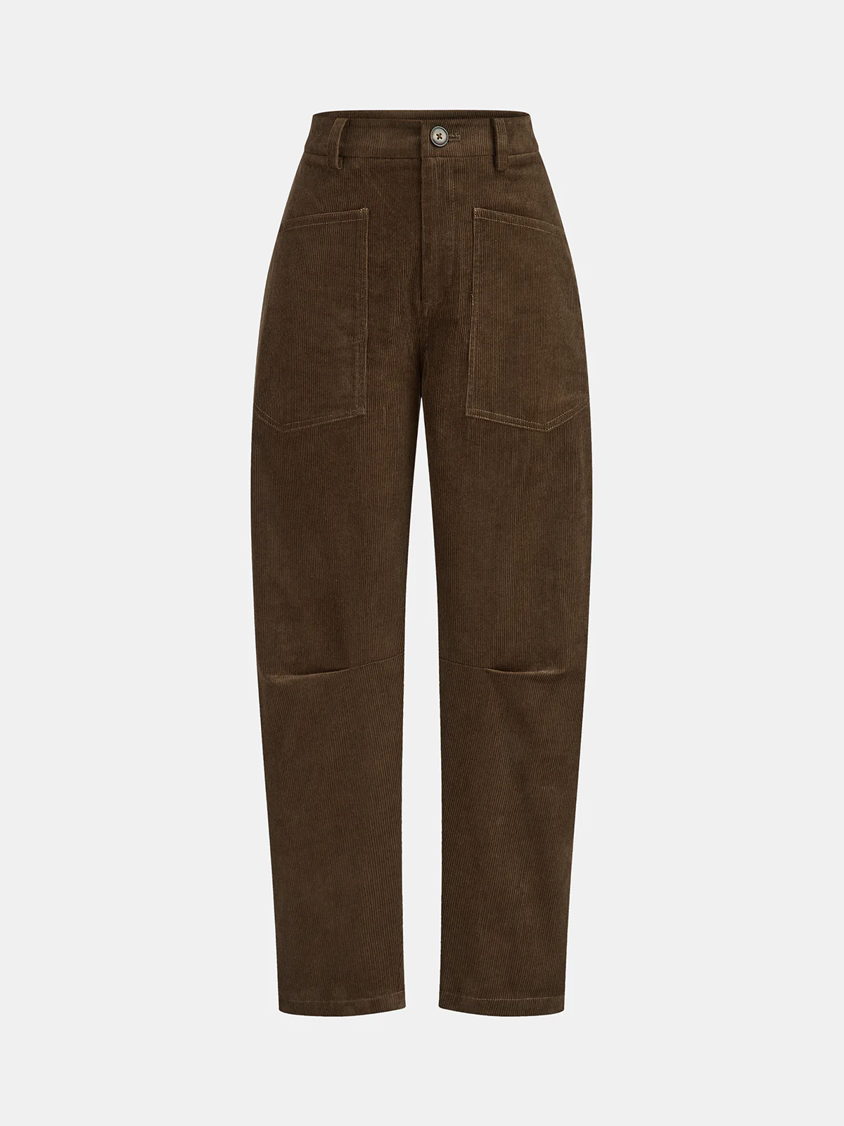 Corduroy Mid-Waist Curved-Leg Pants - Wholesalesil