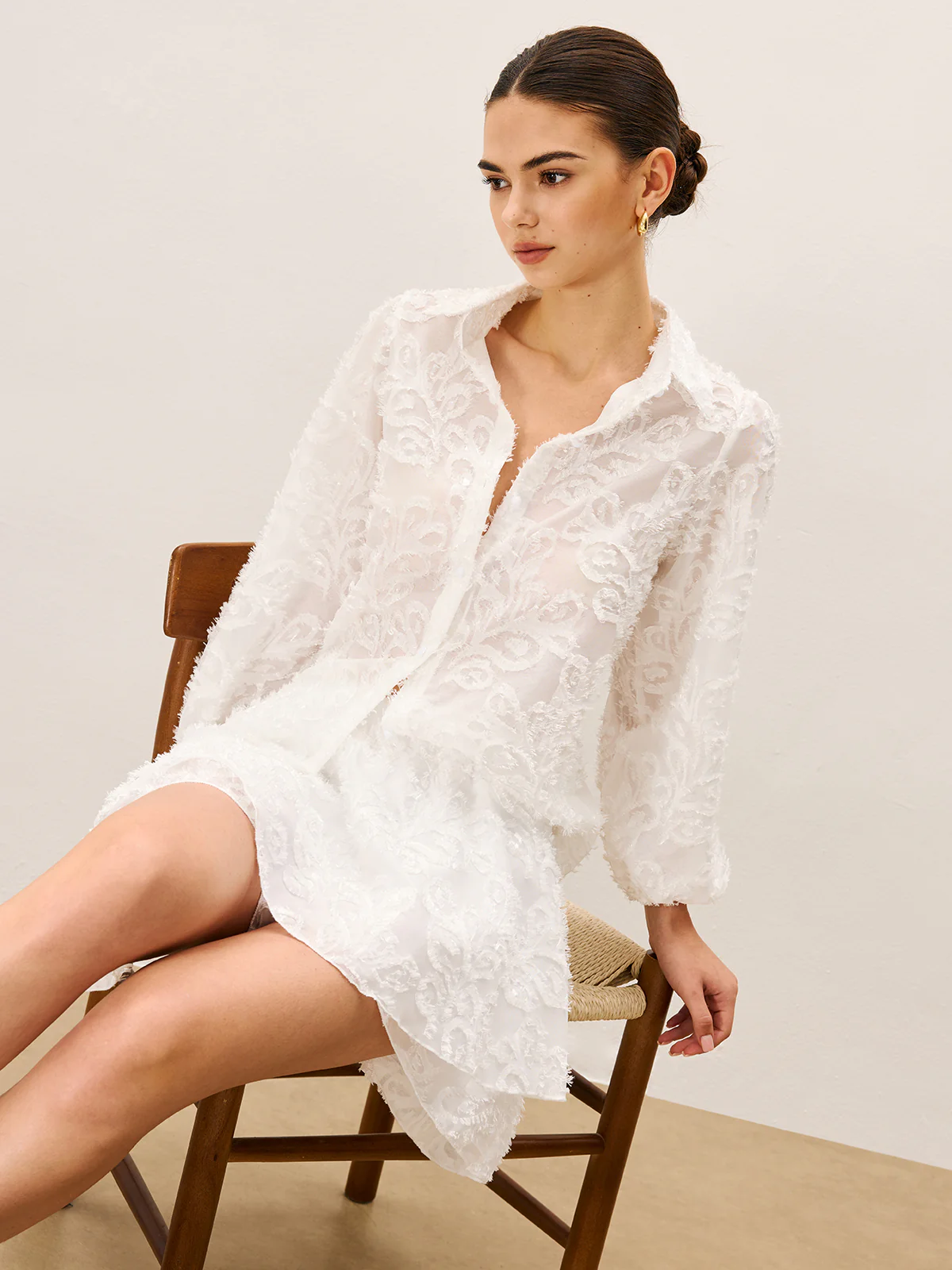 Sheer Embroidered Short Set - Wholesalesil