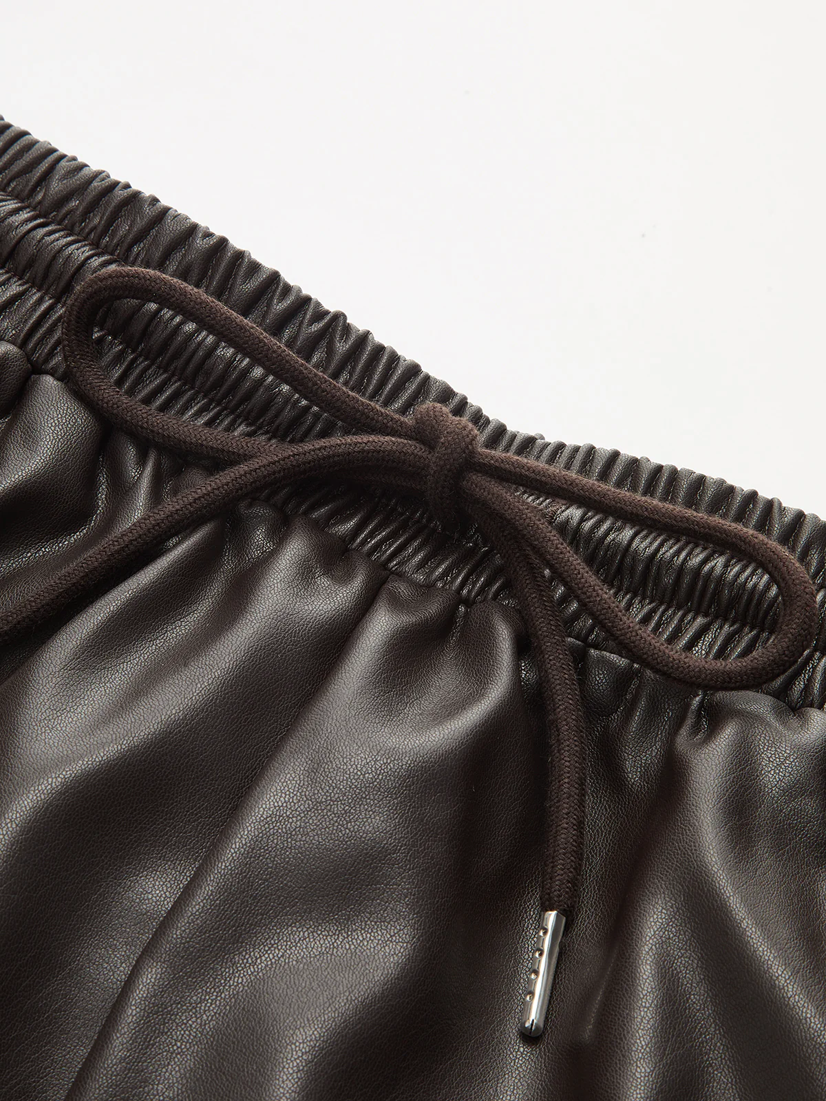 Faux Leather Drawstring Elastic Waist Shorts - Wholesalesil