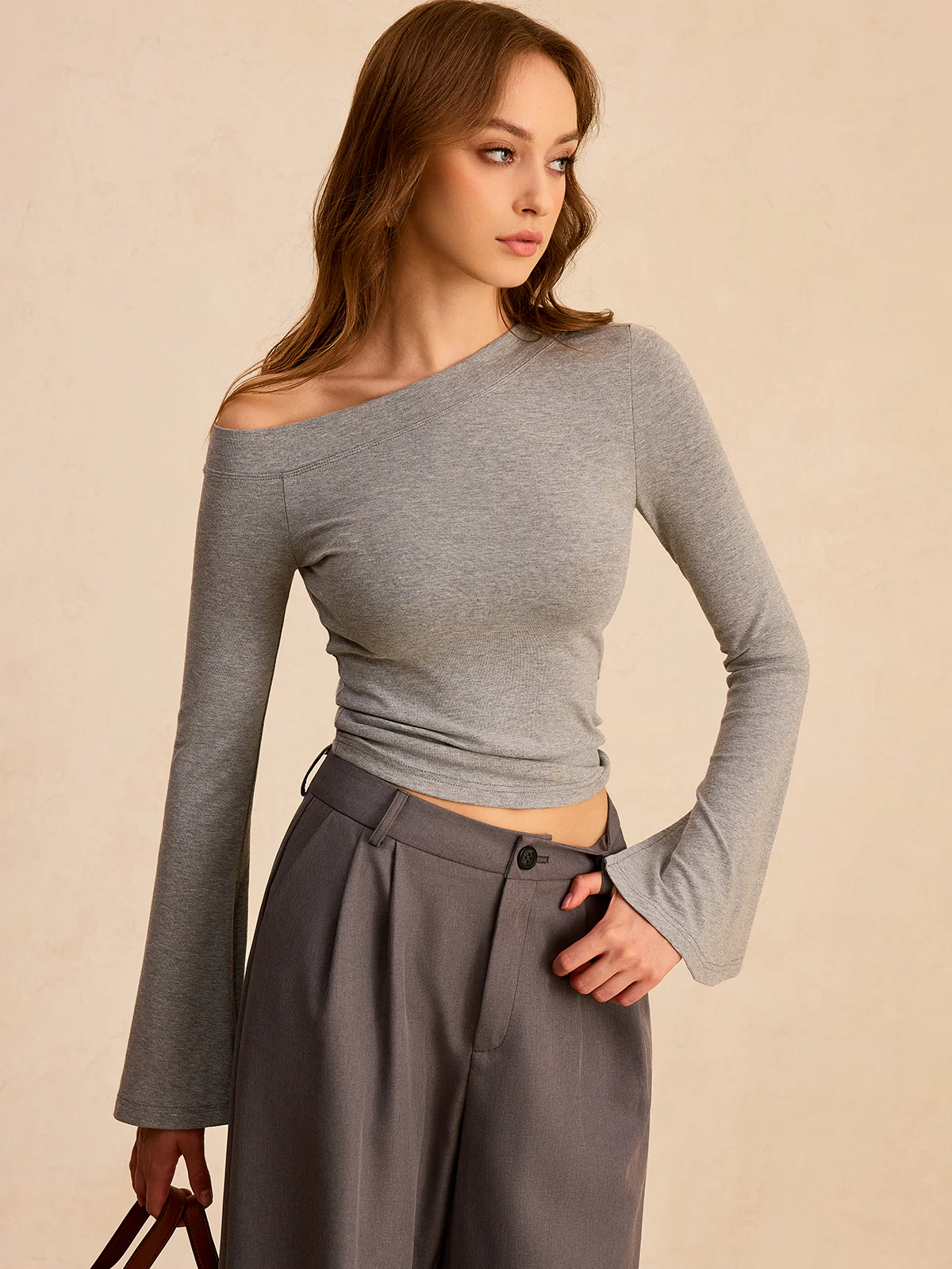 Off-Shoulder Bell-Sleeve Blouse - Wholesalesil