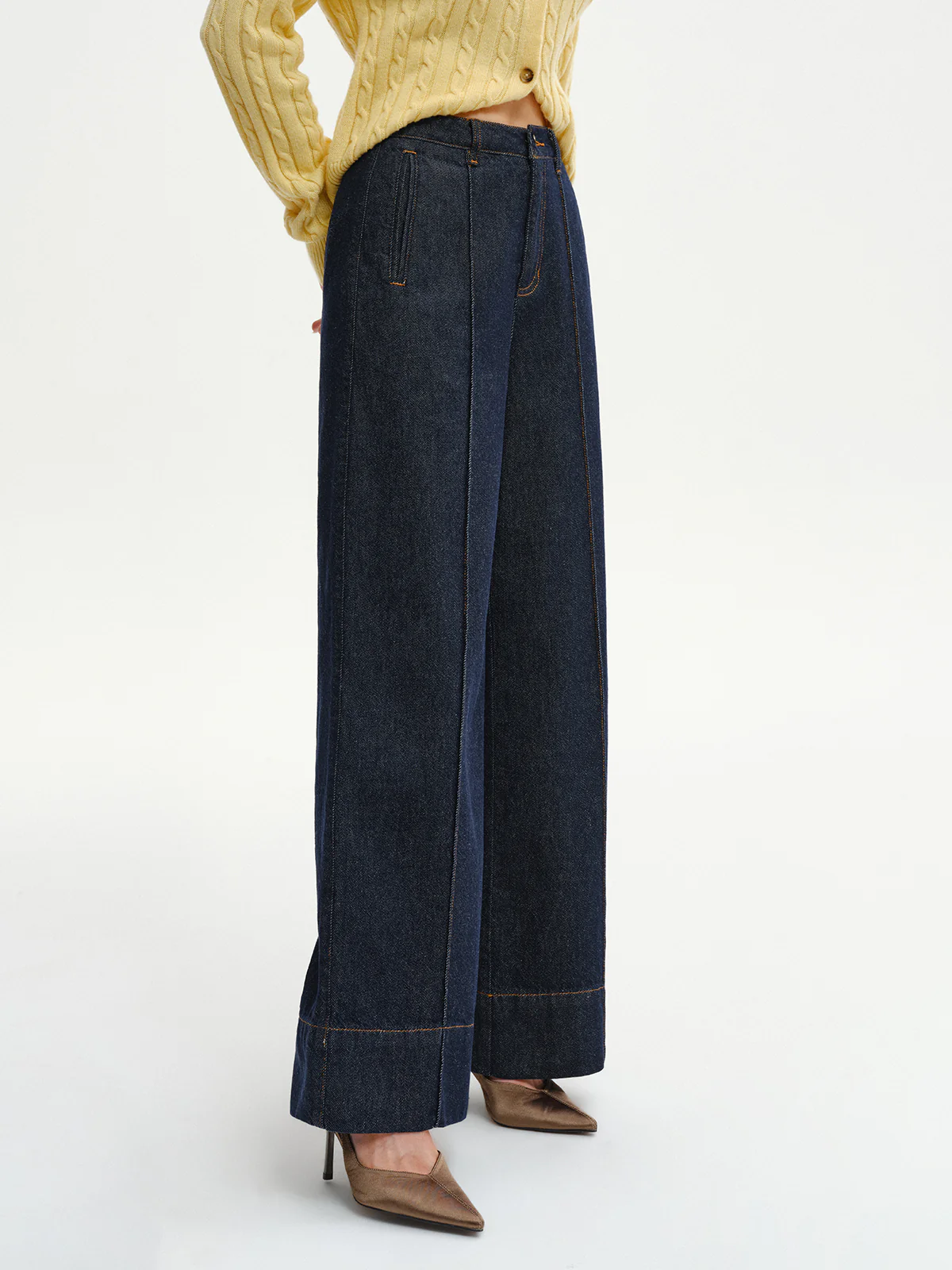 High-Waist Wide-Leg Denim Jeans - Wholesalesil