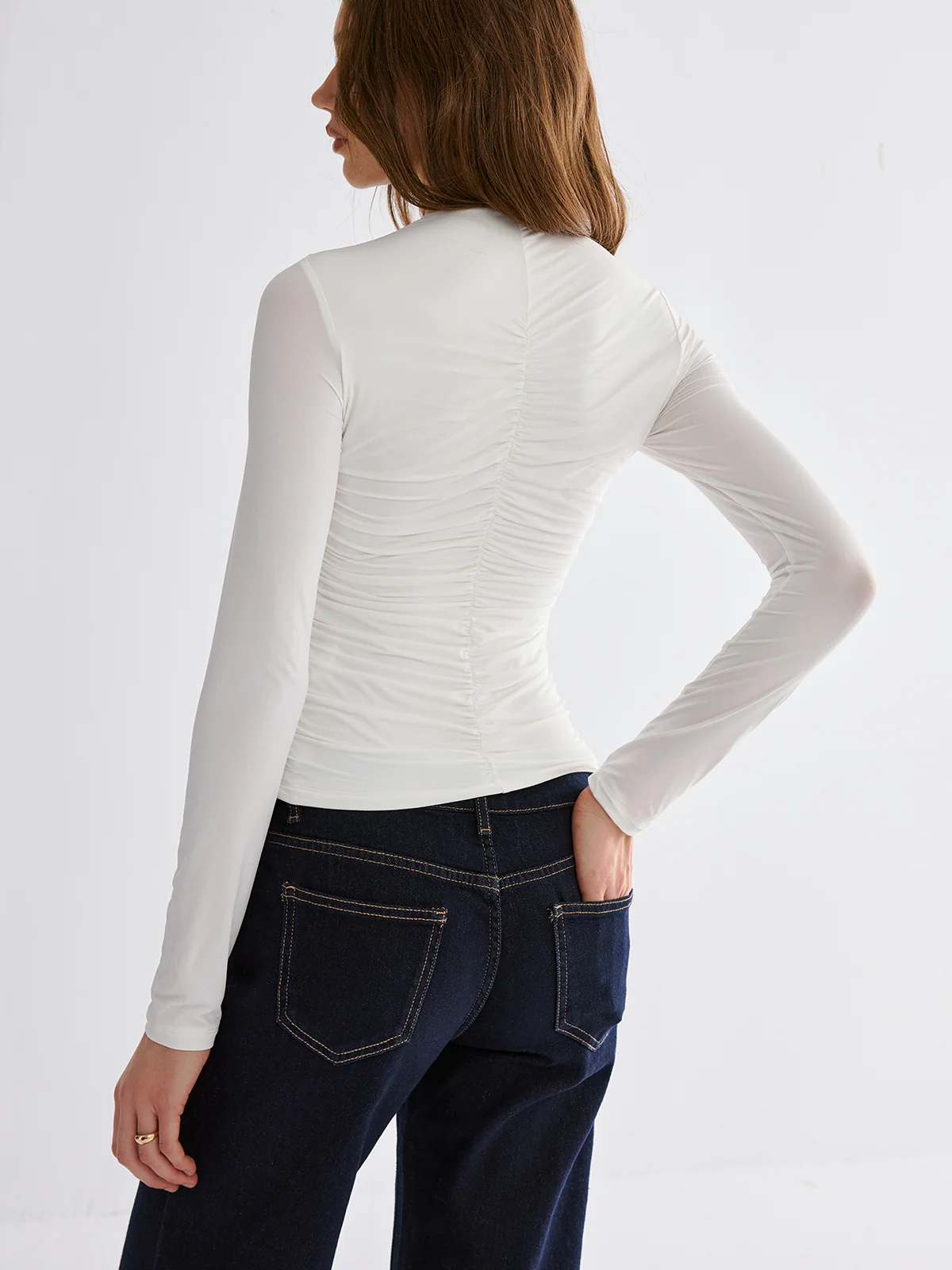 Ruched Long Sleeve Top - Wholesalesil