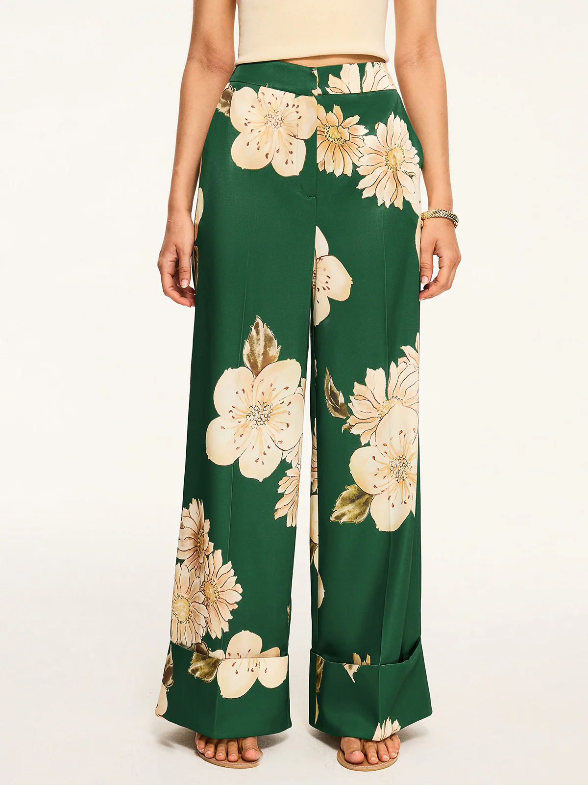 Floral Print Wide-Leg Pants - Wholesalesil