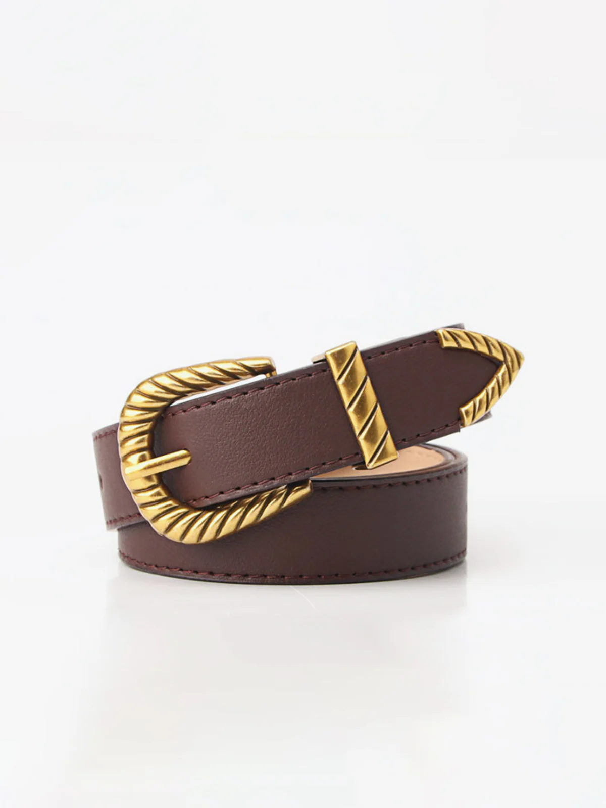 Textured Buckle PU Leather Belt - Wholesalesil