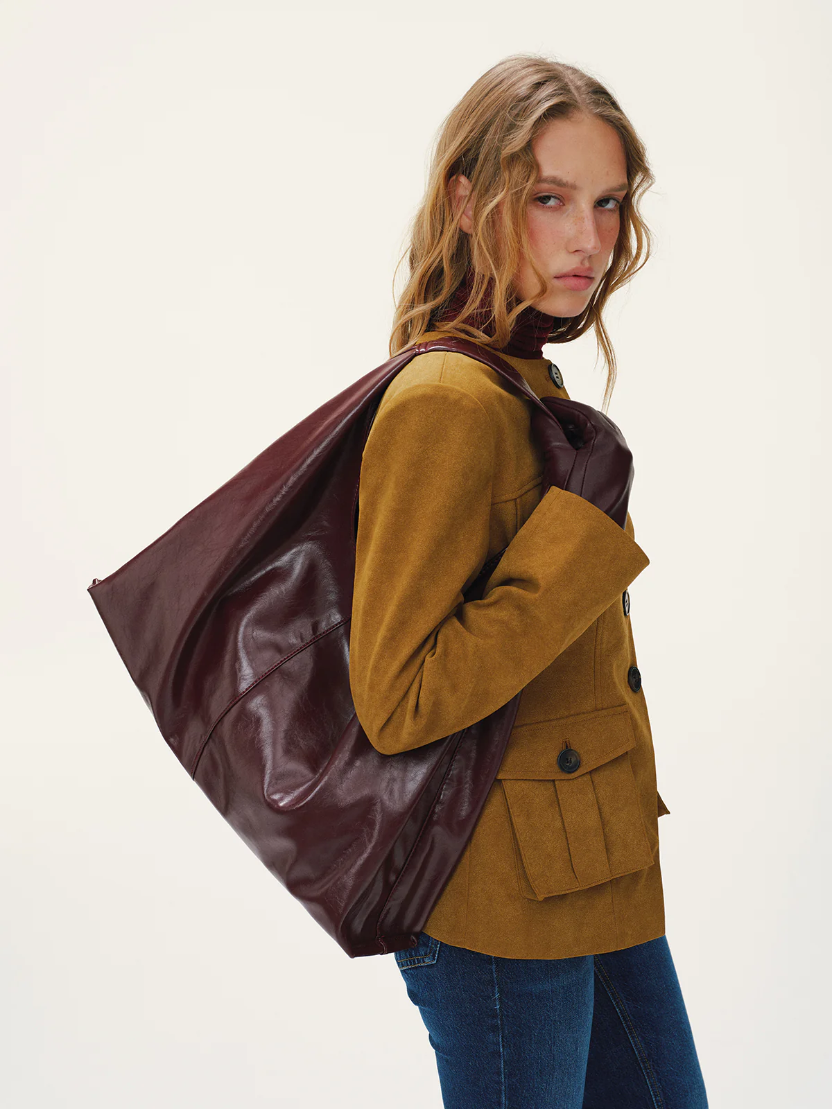 Oversized PU Leather Tote Bag - Wholesalesil