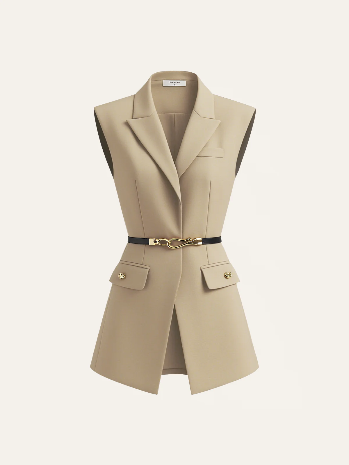 Belted Cap Sleeve Vest - Wholesalesil