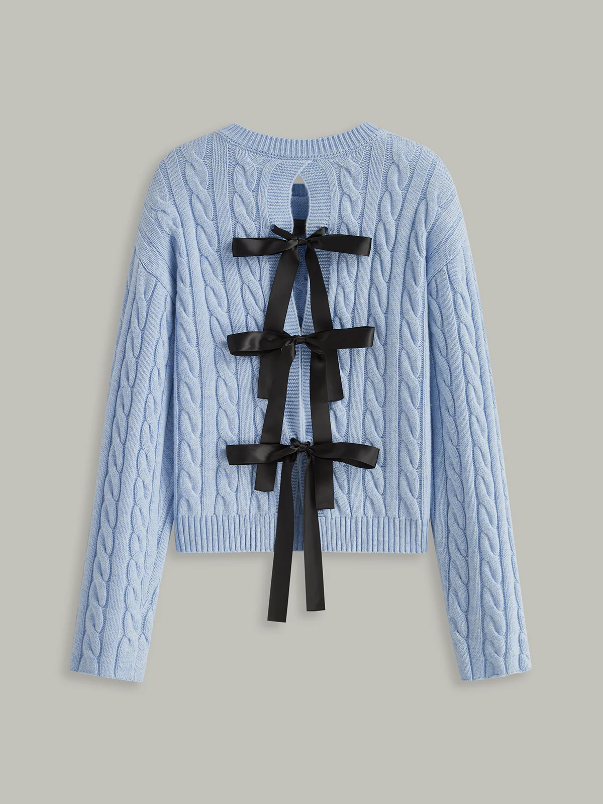 Cable Knit Tie Detail Sweater - Wholesalesil