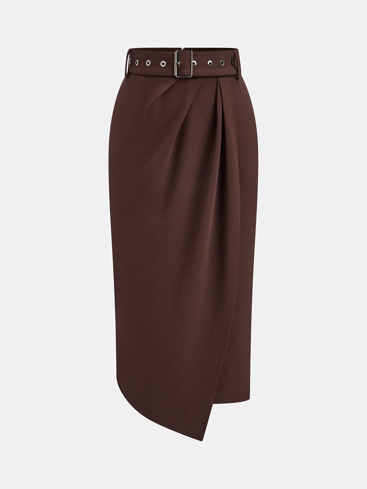 Belted Asymmetric Midi Skirt - Wholesalesil