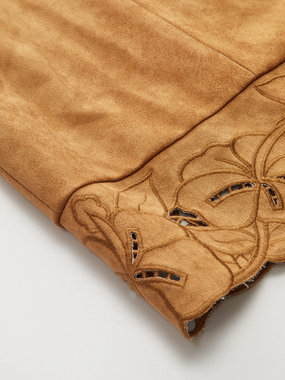 Suede Effect Floral Embroidered Sleeveless Mini Dress - Wholesalesil