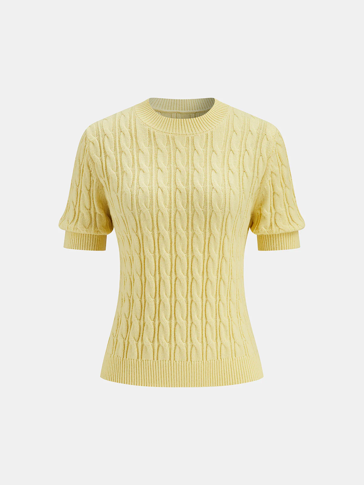Cable Knit Short Sleeve Sweater - Wholesalesil