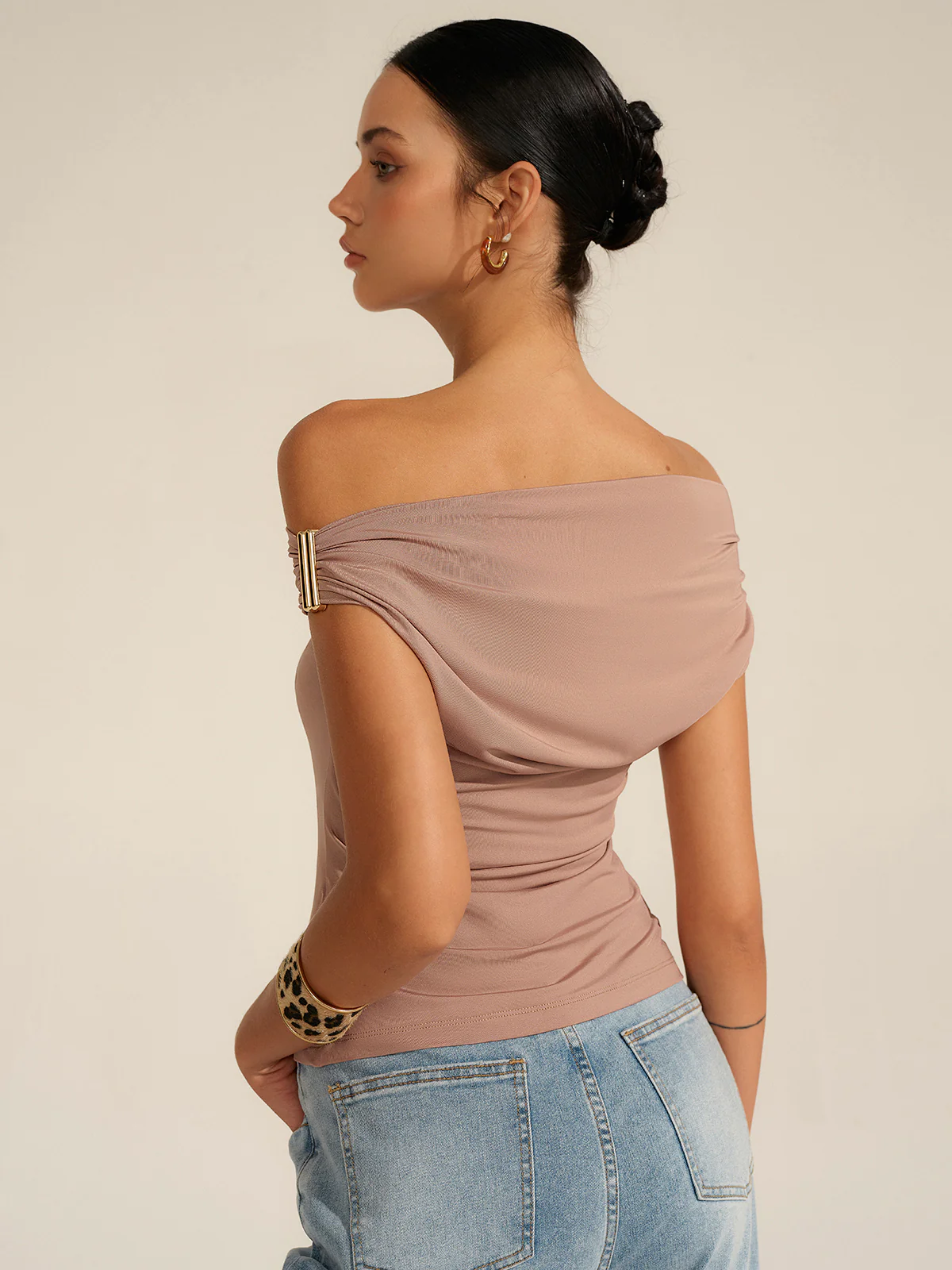 Ruched One-Shoulder Top - Wholesalesil