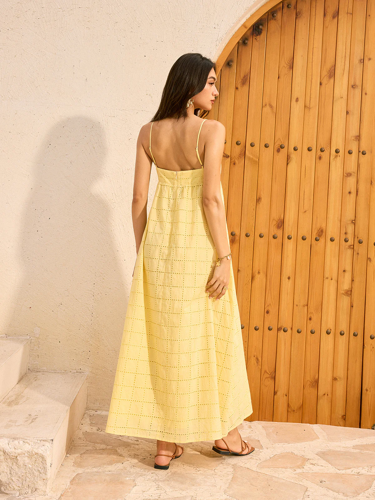 Eyelet Backless Maxi Dress - Wholesalesil