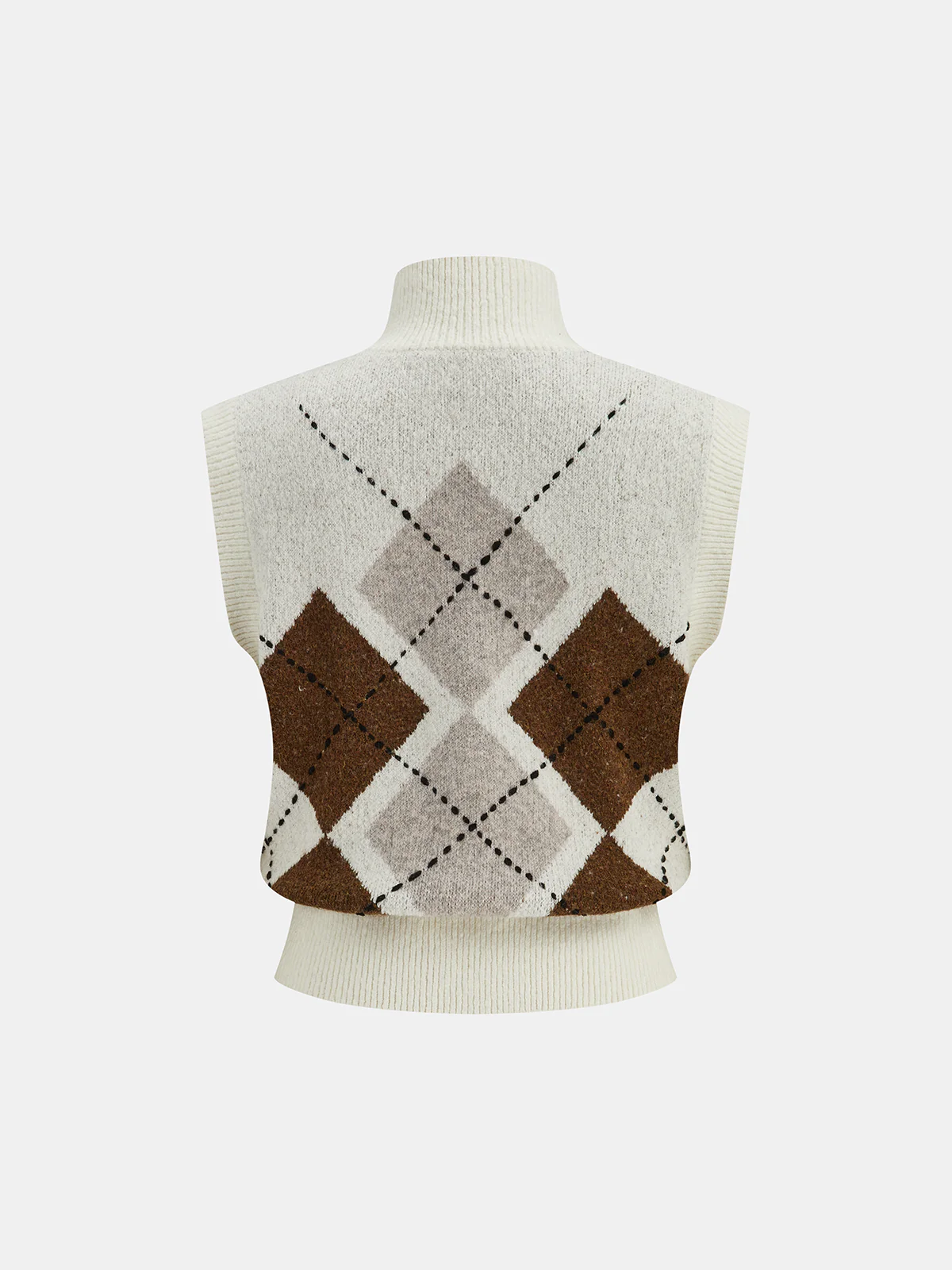 Argyle Turtleneck Knit Vest - Wholesalesil